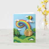 St. Patrick's Day Pot of Gold Rainbow Paper Cutout カード (黄色い花)