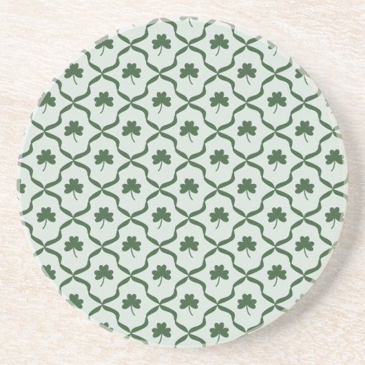 St. Patrick's Day Preppy Shamrock Clover Lattice  コースター (正面)