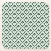 St. Patrick's Day Preppy Shamrock Clover Lattice  スクエアペーパーコースター (正面)