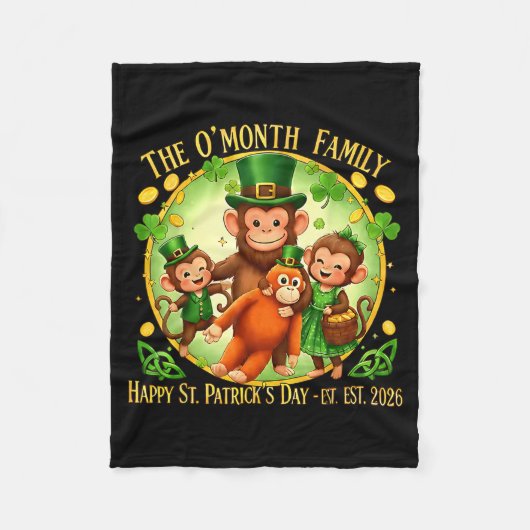 St patricks day punch monkey funny cute animal  フリースブランケット (正面)