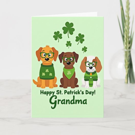 St Patricks Day Puppies Grandma Card カード (正面)
