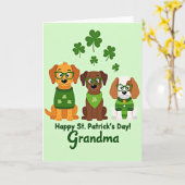 St Patricks Day Puppies Grandma Card カード (黄色い花)