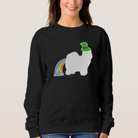 St Patrick's Day Rainbow Dog Coton de Tulear スウェットシャツ (正面)