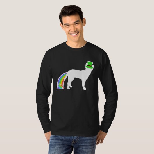 St Patrick's Day Rainbow Dog  Mudi Tシャツ (正面フル)