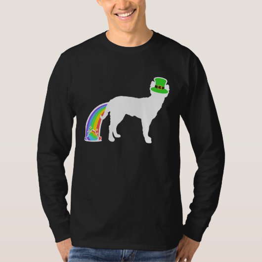 St Patrick's Day Rainbow Dog  Mudi Tシャツ (正面)