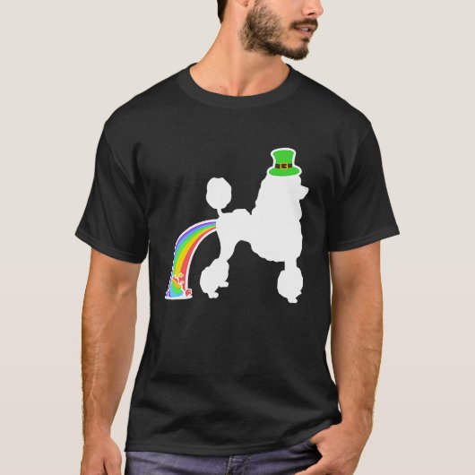 St Patrick's Day Rainbow Dog  Poodle Tシャツ (正面)