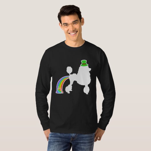 St Patrick's Day Rainbow Dog  Poodle Tシャツ (正面フル)