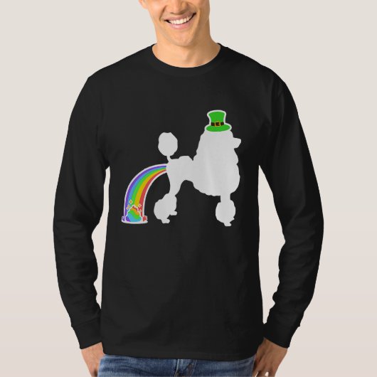 St Patrick's Day Rainbow Dog  Poodle Tシャツ (正面)