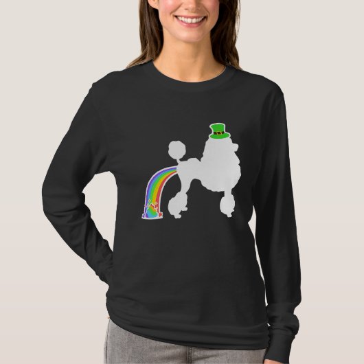 St Patrick's Day Rainbow Dog  Poodle Tシャツ (正面)