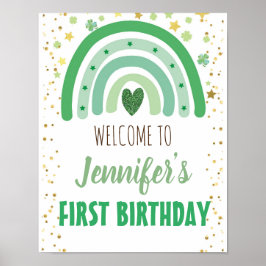 St Patrick's Day Rainbow Party Welcome Sign ポスター