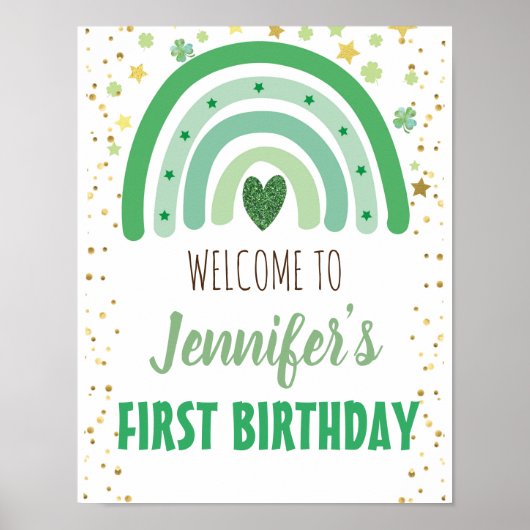 St Patrick's Day Rainbow Party Welcome Sign ポスター (正面)