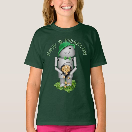 St Patrick's Day Robo-x9 With Pot of Gold Tシャツ (正面)
