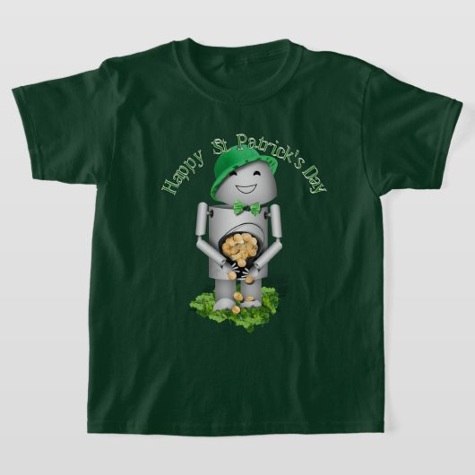 St Patrick's Day Robo-x9 With Pot of Gold Tシャツ (レイダウン)