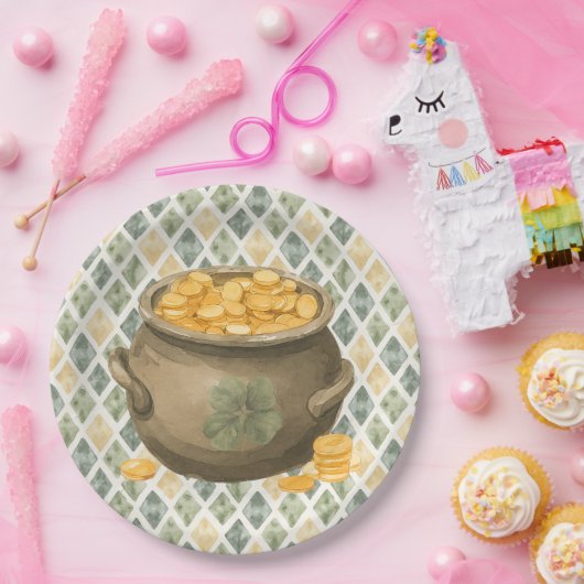  St Patrick's Day Rustic Pot of Gold ペーパープレート (パーティー)