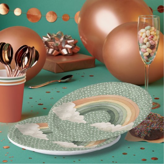 St Patrick's Day Rustic Rainbow ペーパープレート (複数)