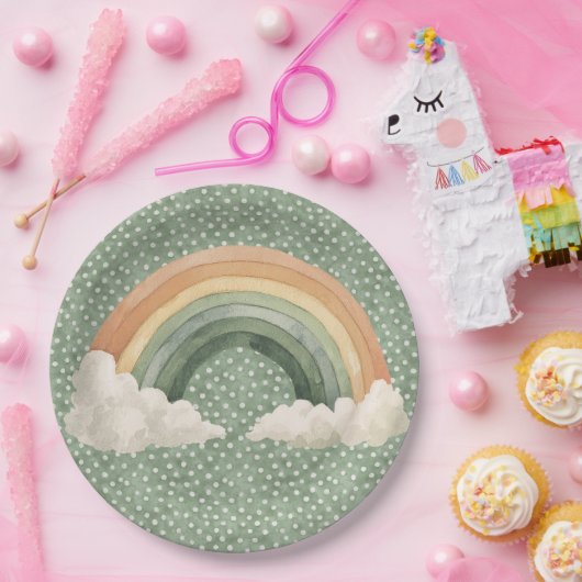  St Patrick's Day Rustic Rainbow ペーパープレート (パーティー)