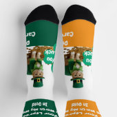 St Patrick's Day Shamrock Cat Humor ソックス (上部)