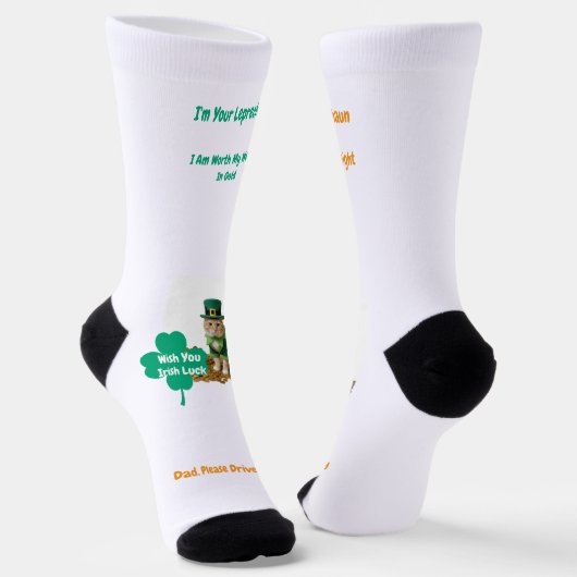 St Patrick's Day Shamrock Cat Humor ソックス (傾斜あり)