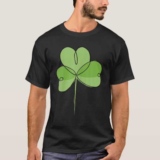 St Patricks Day Shamrock Green 3 Leaf Clover Line Tシャツ (正面)