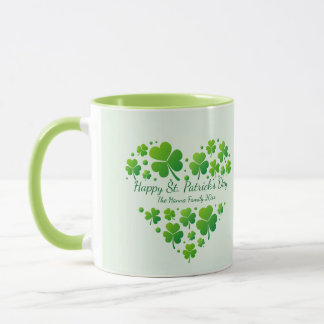St. Patrick's Day Shamrock Heart Family Keepsake マグカップ