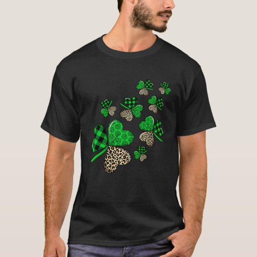 St Patricks Day Shamrock Irish Leopard Print Plaid Tシャツ (正面)