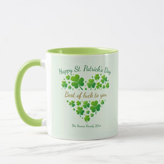 St. Patrick's Day Shamrock Keepsake I Best of Luck マグカップ (左)