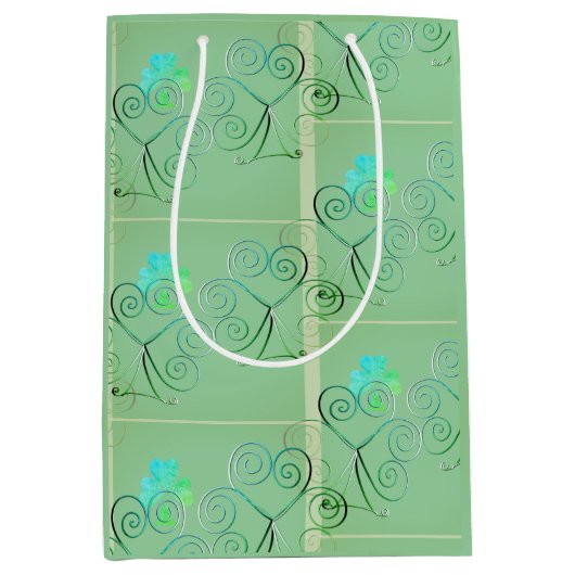 St Patrick's Day Shamrock Misty Green ミディアムペーパーバッグ (正面)