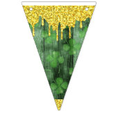 St. Patrick's Day Shamrocks Glitter Gold Drips バンティングフラッグ (第1の旗)