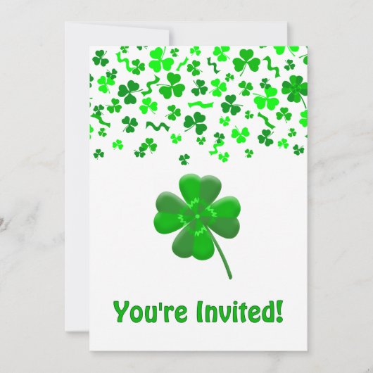 St Patrick's Day Shamrocks Personalized Flat 招待状 (正面)