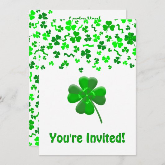 St Patrick's Day Shamrocks Personalized Flat 招待状 (正面/裏面)