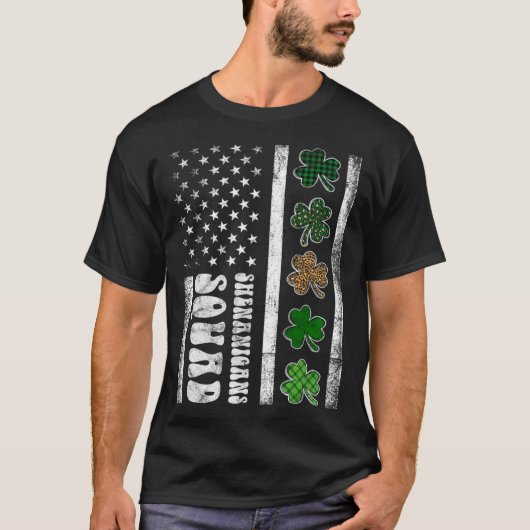 St Patricks Day Shenanigans Squad US flag American Tシャツ (正面)