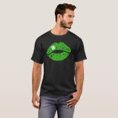 St Patricks Day Shirt Women Green Lipstick Shamroc Tシャツ (正面フル)
