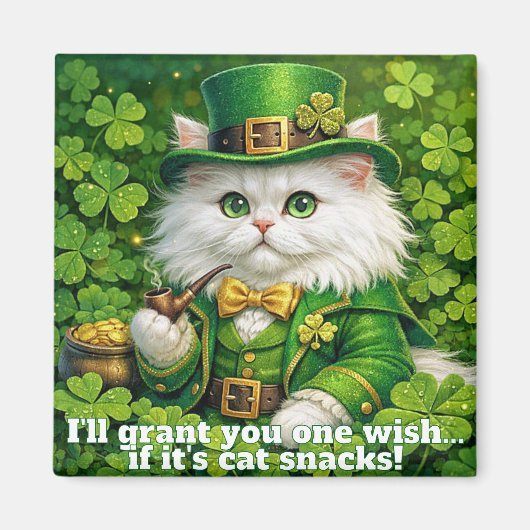 St. Patrick's Day Silly Cat Leprechaun Magnet マグネット (正面)