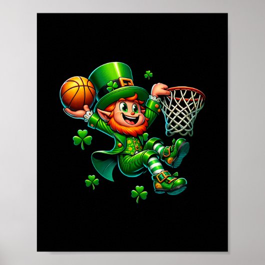 St Patrick's Day Sketll Irish Leprechaun Slam Dunk ポスター (正面)