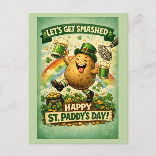 St. Patrick's Day Smashed Spud Funny Greeting Card ポストカード (正面)