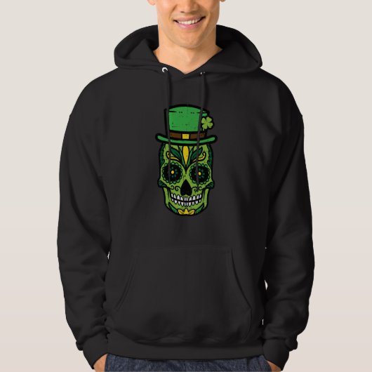 St Patricks Day Sugar Skull Saint Paddys Men Women パーカ (正面)