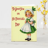 St Patricks Day Sweet Girl Card カード (黄色い花)