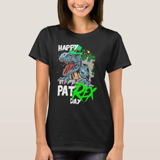 St Patricks Day T-Rex Happy Pat Rex Day Dinosaur Tシャツ (正面)
