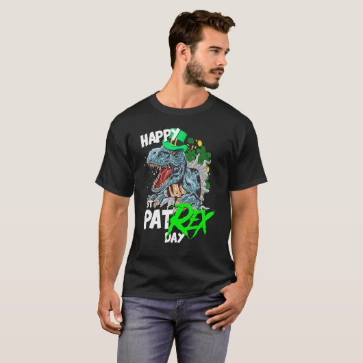 St Patricks Day T-Rex Happy Pat Rex Day Dinosaur Tシャツ (正面フル)