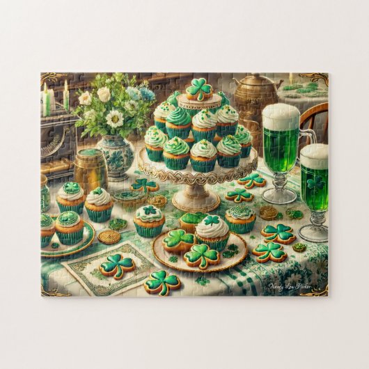 St Patrick's Day Table, Irish Celebration Cupcakes ジグソーパズル (横)