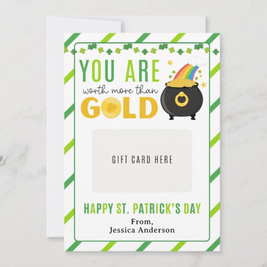 St. Patrick's Day Teacher Appreciation Gift Card 招待状 (正面)