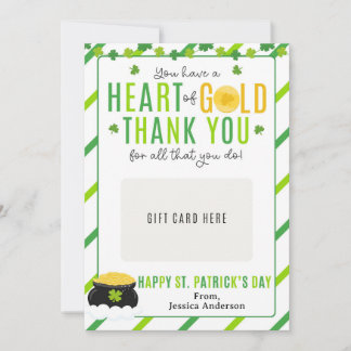 St. Patrick's Day Teacher Appreciation Gift Card 招待状