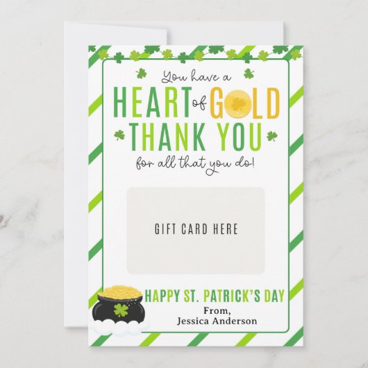 St. Patrick's Day Teacher Appreciation Gift Card 招待状 (正面)