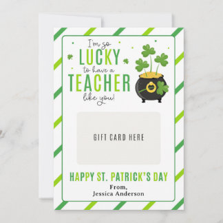 St. Patrick's Day Teacher Appreciation Gift Card 招待状