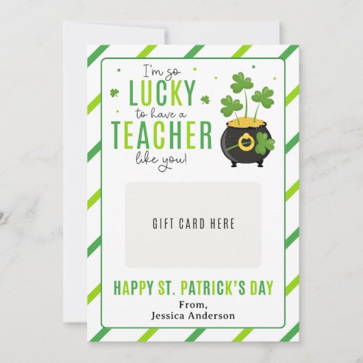 St. Patrick's Day Teacher Appreciation Gift Card 招待状 (正面)