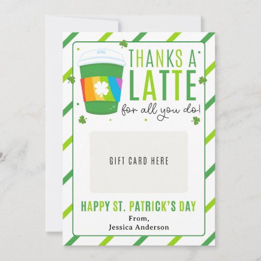 St. Patrick's Day Teacher Coffee Gift Card Holder 招待状 (正面)