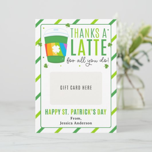 St. Patrick's Day Teacher Coffee Gift Card Holder 招待状 (スタンド正面)