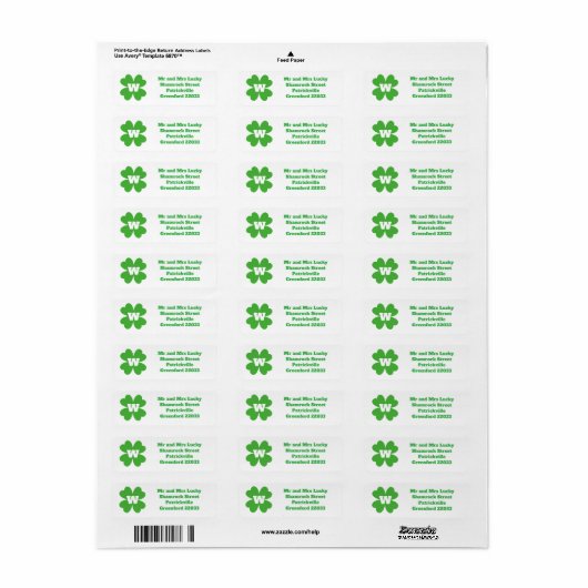 St Patrick's Day Themed Address Label ラベル (フルシート)