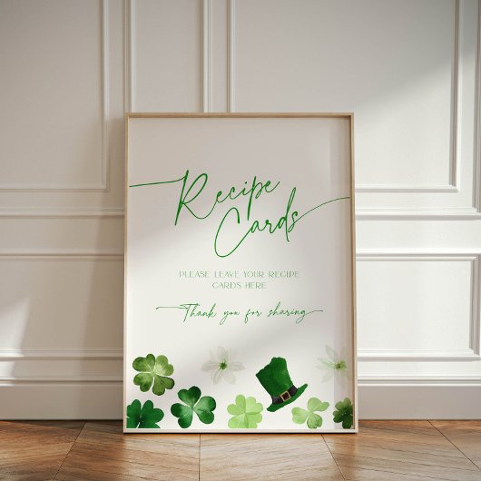 St. Patricks Day themed green Bridal Recipe Card 台座サイン