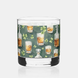 St. Patrick's Day Whiskey and Shamrocks Pattern ウイスキーグラス
